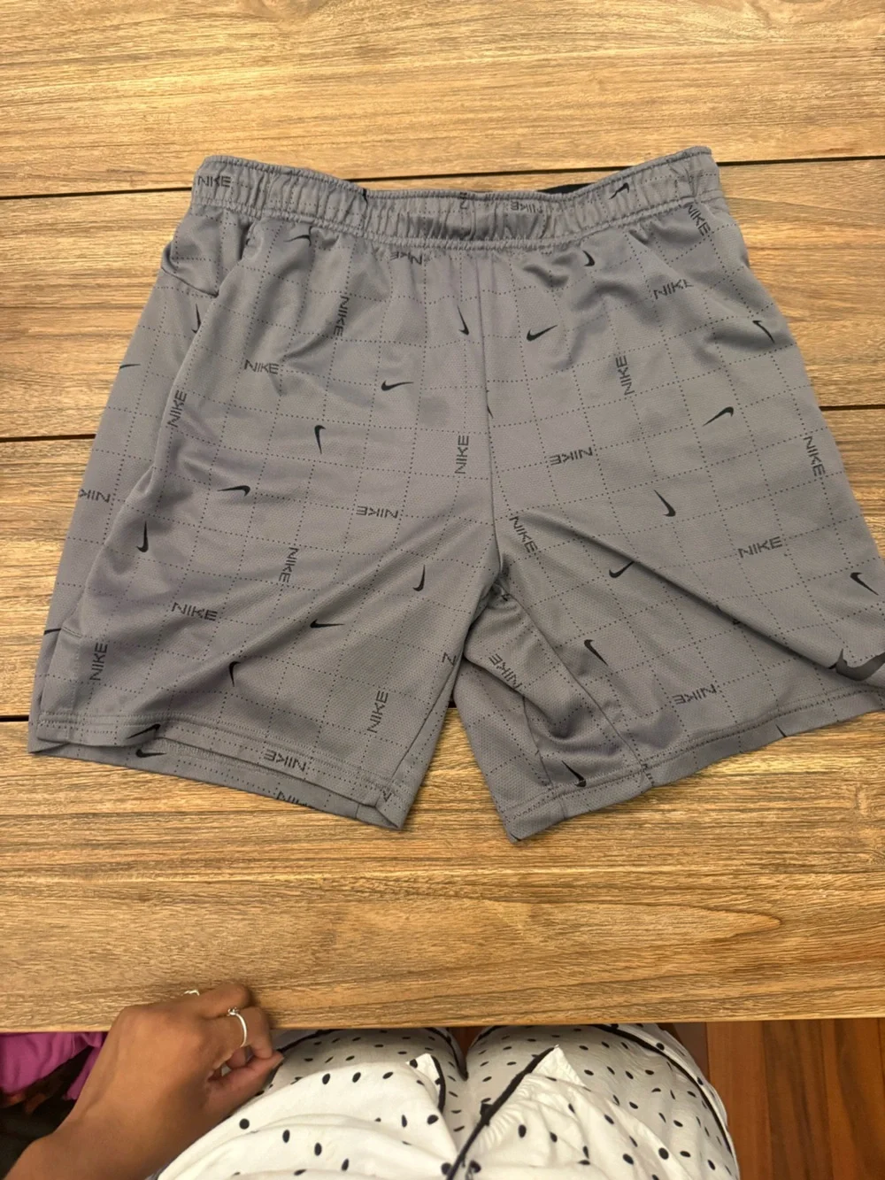 Nike Grey Performance Athletic Shorts with Subtle Swoosh Print